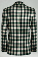 Load image into Gallery viewer, Black and Green Grid 2 Piece Peak Lapel Men Prom Suits