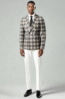 Load image into Gallery viewer, Black and Green Grid 2 Piece Peak Lapel Men Prom Suits