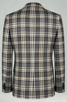 Load image into Gallery viewer, Black and Green Grid 2 Piece Peak Lapel Men Prom Suits