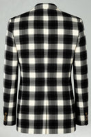 Load image into Gallery viewer, Black and White Grid Notched Lapel 2 Piece Men Prom Suits