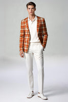 Load image into Gallery viewer, Black and White Grid Notched Lapel 2 Piece Men Prom Suits