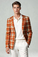 Load image into Gallery viewer, Black and White Grid Notched Lapel 2 Piece Men Prom Suits