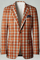 Load image into Gallery viewer, Black and White Grid Notched Lapel 2 Piece Men Prom Suits