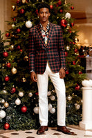 Load image into Gallery viewer, Black and White Grid Notched Lapel 2 Piece Men Prom Suits