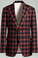 Load image into Gallery viewer, Black and White Grid Notched Lapel 2 Piece Men Prom Suits