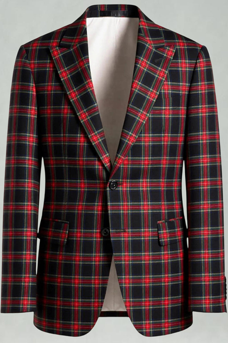 Load image into Gallery viewer, Black and White Grid Notched Lapel 2 Piece Men Prom Suits