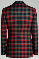 Load image into Gallery viewer, Black and White Grid Notched Lapel 2 Piece Men Prom Suits