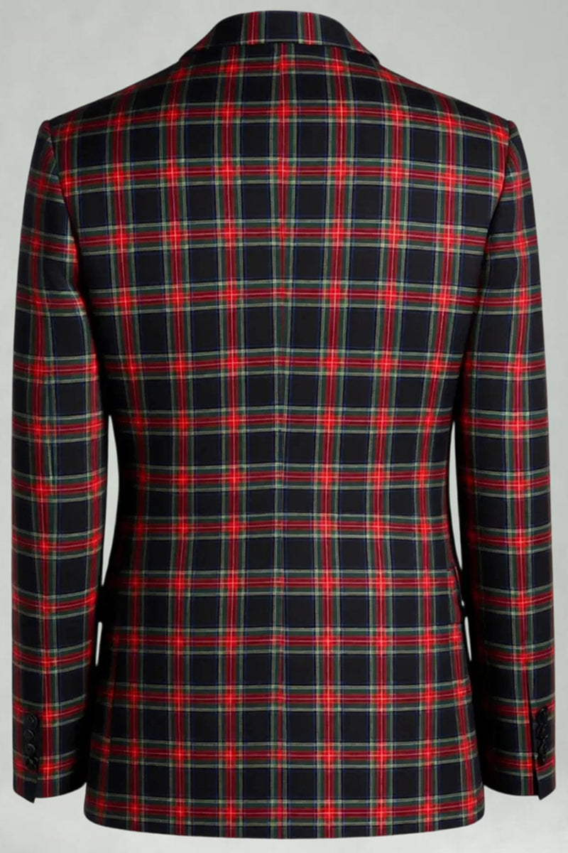 Load image into Gallery viewer, Black and White Grid Notched Lapel 2 Piece Men Prom Suits