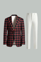 Load image into Gallery viewer, Black and White Grid Notched Lapel 2 Piece Men Prom Suits