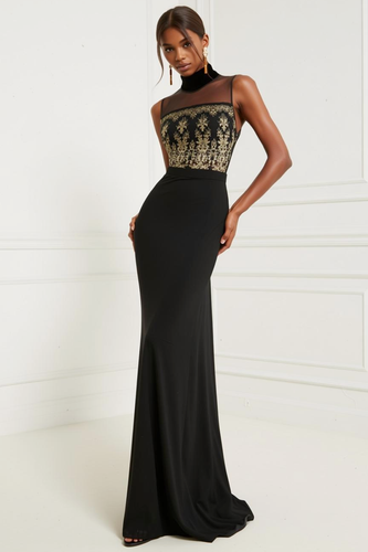 Black High Neck Mermaid Long Prom Dress