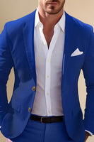 Load image into Gallery viewer, Yellow 2 Piece Notch Lapel Long Sleeves Men Prom Suits with Buttons