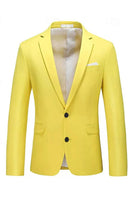 Load image into Gallery viewer, Yellow 2 Piece Notch Lapel Long Sleeves Men Prom Suits with Buttons