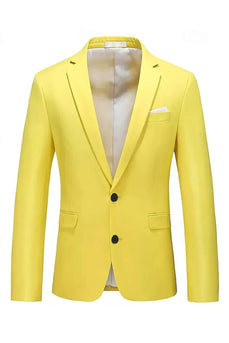 Yellow 2 Piece Notch Lapel Long Sleeves Men's Prom Suits with Buttons
