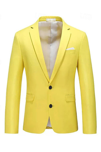 Yellow 2 Piece Notch Lapel Long Sleeves Men's Prom Suits with Buttons