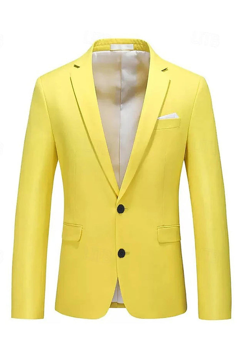 Load image into Gallery viewer, Yellow 2 Piece Notch Lapel Long Sleeves Men&#39;s Prom Suits with Buttons