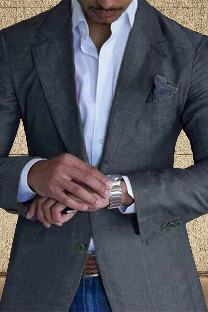 Load image into Gallery viewer, Blue Notch Lapel Long Sleeves Men&#39;s Blazer with Buttons