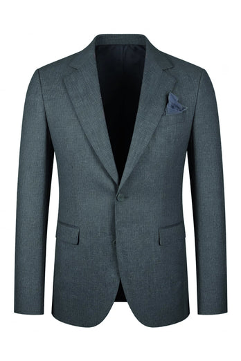 Blue Notch Lapel Long Sleeves Men's Blazer with Buttons