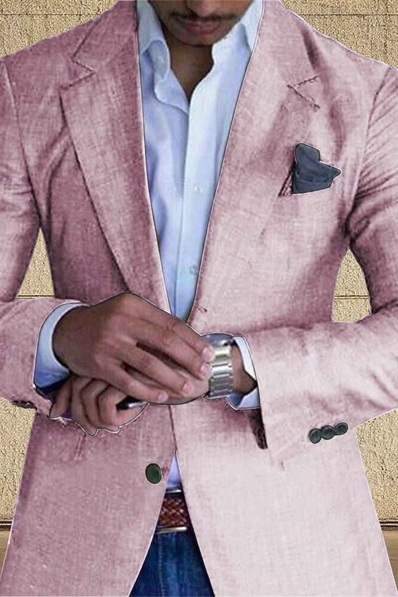 Load image into Gallery viewer, Blue Notch Lapel Long Sleeves Men&#39;s Blazer with Buttons