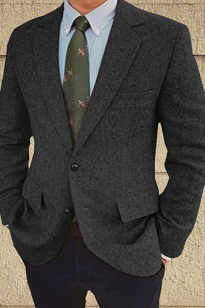 Load image into Gallery viewer, Brown Notch Lapel Single Breasted Long Sleeves Men&#39;s Blazer
