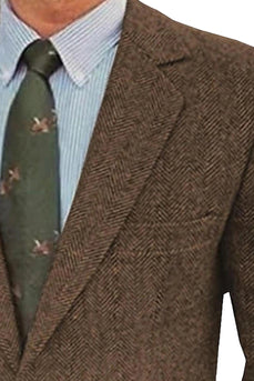 Brown Notch Lapel Single Breasted Long Sleeves Men's Blazer