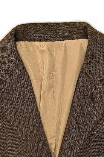 Brown Notch Lapel Single Breasted Long Sleeves Men's Blazer