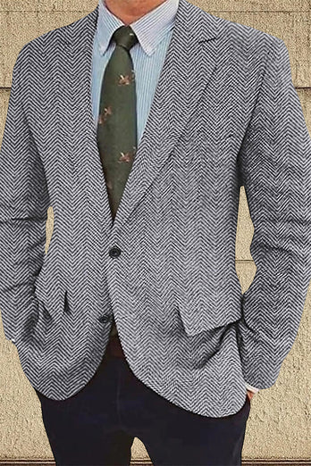 Brown Notch Lapel Single Breasted Long Sleeves Men's Blazer
