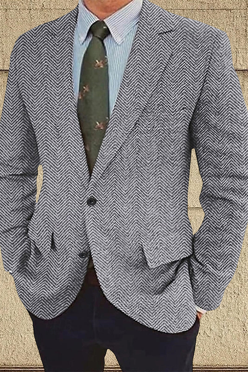 Load image into Gallery viewer, Brown Notch Lapel Single Breasted Long Sleeves Men&#39;s Blazer