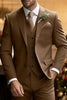 Load image into Gallery viewer, 3 Piece Brown Notched Lapel Long Sleeves Men&#39;s Suits