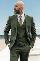 Load image into Gallery viewer, Army Green 3 Piece Single Breasted Homecoming Men Suits