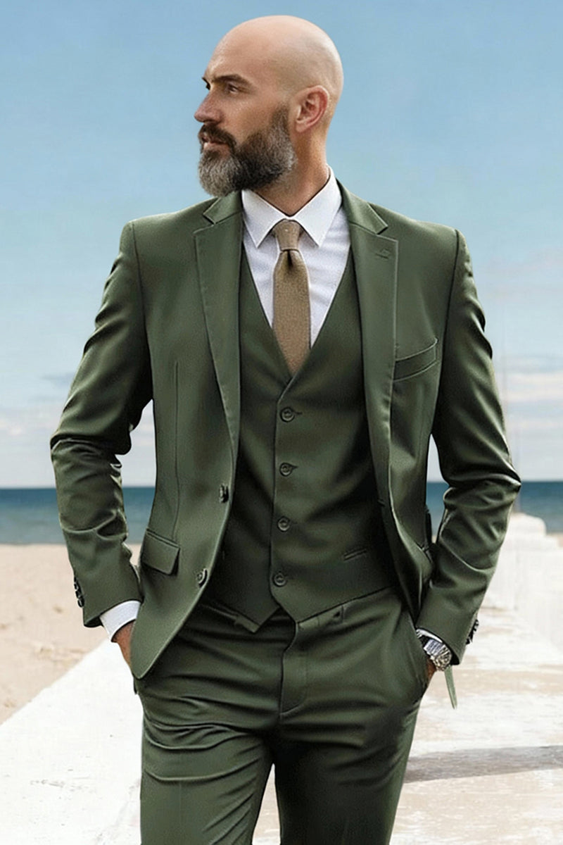 Load image into Gallery viewer, Army Green 3 Piece Single Breasted Homecoming Men&#39;s Suits