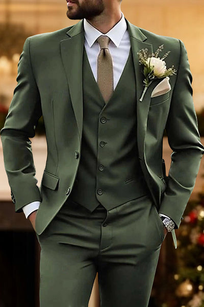 Army Green 3 Piece Single Breasted Homecoming Men's Suits