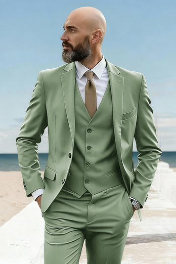 Army Green 3 Piece Single Breasted Homecoming Men's Suits