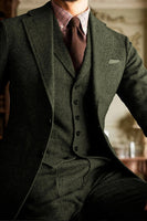 Load image into Gallery viewer, 3 Piece Dark Grey Single Breasted Men Prom Suits with Sleeves