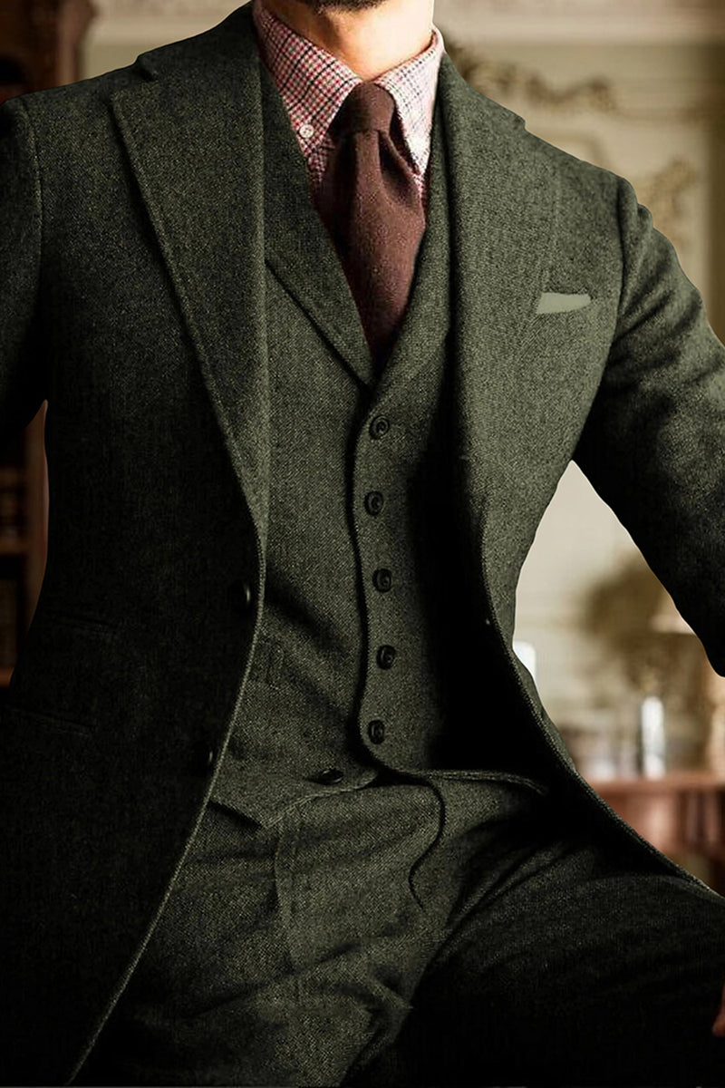 Load image into Gallery viewer, 3 Piece Dark Grey Single Breasted Men&#39;s Prom Suits with Sleeves