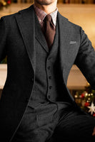 Load image into Gallery viewer, 3 Piece Dark Grey Single Breasted Men Prom Suits with Sleeves