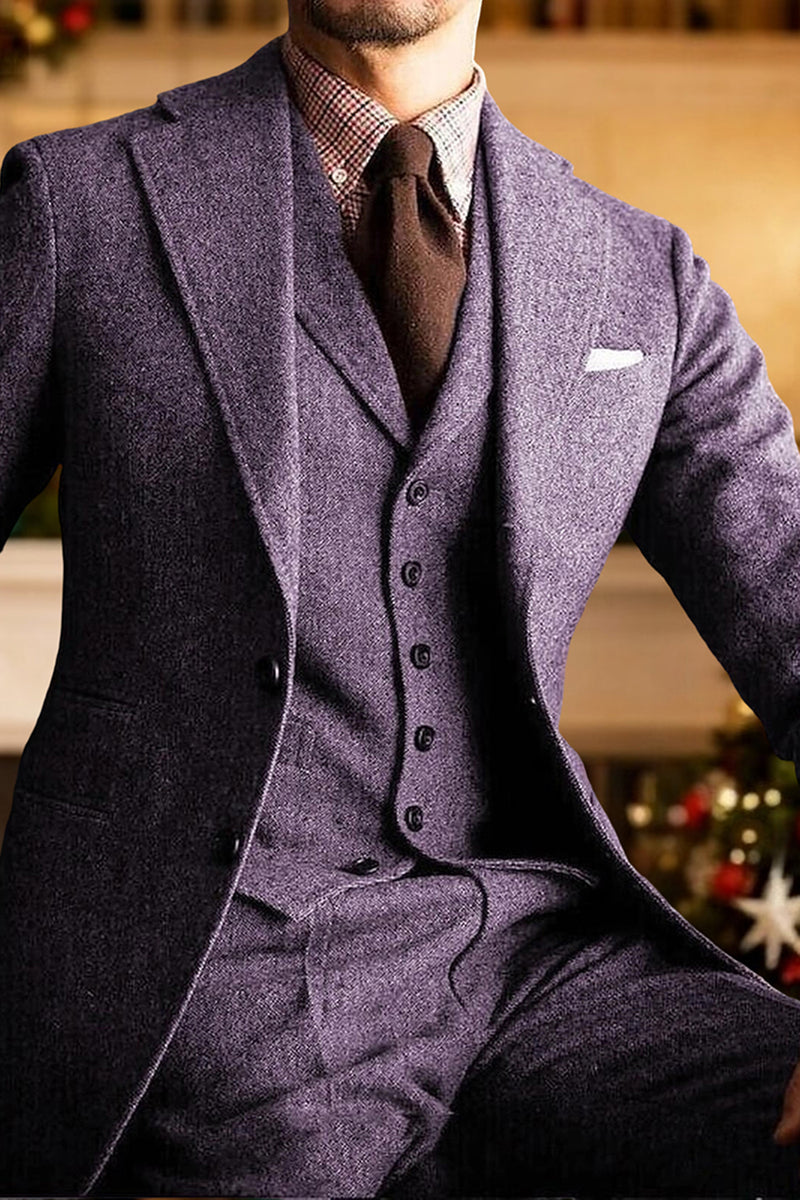 Load image into Gallery viewer, 3 Piece Dark Grey Single Breasted Men&#39;s Prom Suits with Sleeves