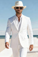 Load image into Gallery viewer, 3 Piece White Notched Lapel Long Sleeves Men Prom Suits
