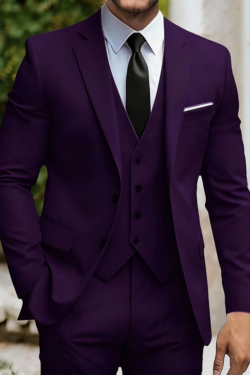 Load image into Gallery viewer, 3 Piece Black Single Breasted Men&#39;s Prom Suits with Pockets