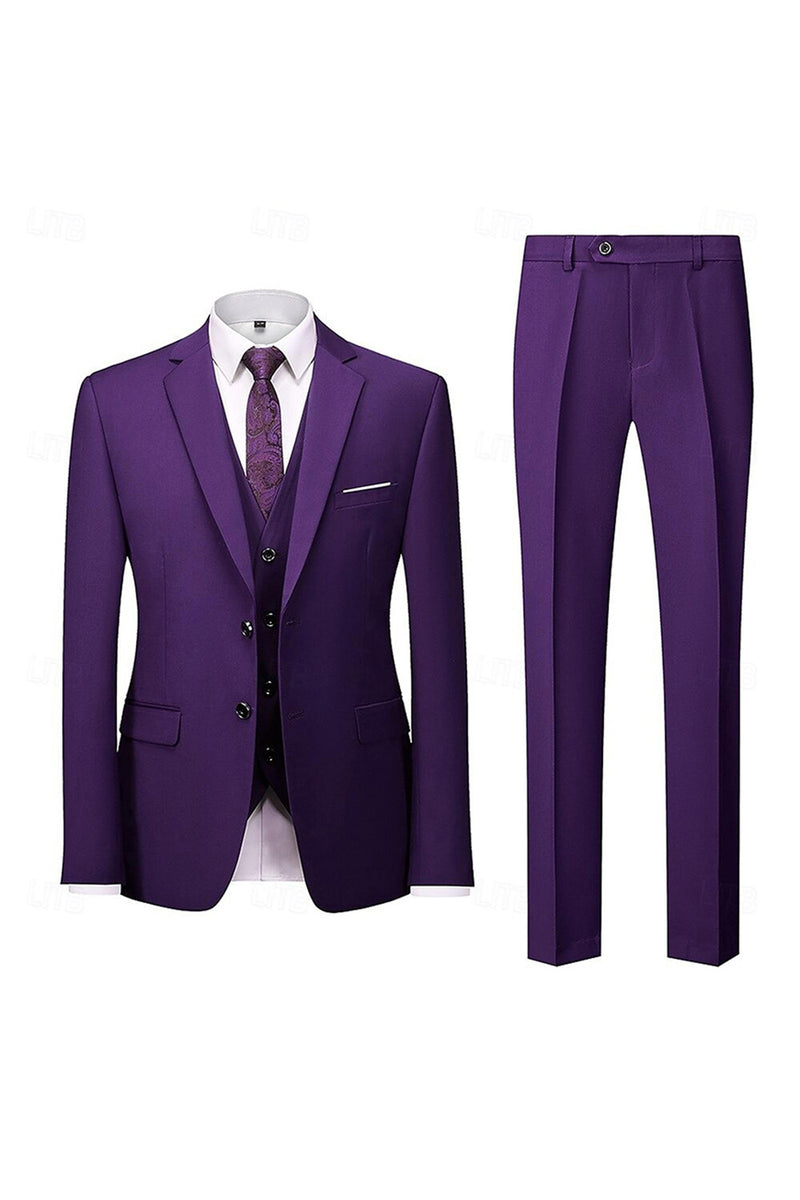Load image into Gallery viewer, 3 Piece Black Single Breasted Men&#39;s Prom Suits with Pockets