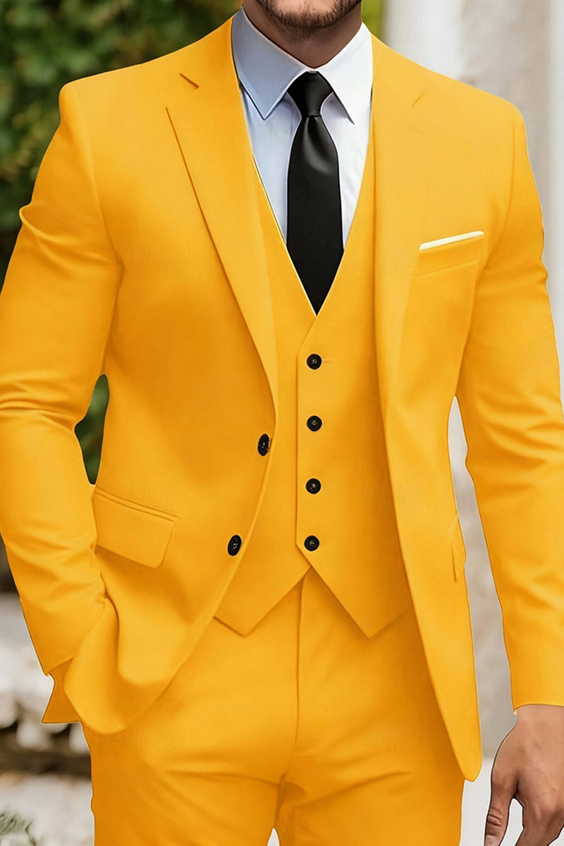 Load image into Gallery viewer, 3 Piece Black Single Breasted Men&#39;s Prom Suits with Pockets