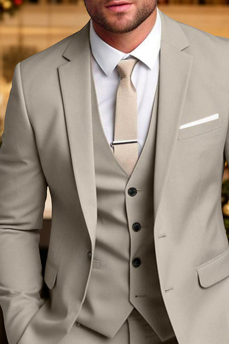 Load image into Gallery viewer, 3 Piece Light Khaki Notched Lapel Single Breasted Men&#39;s Prom Suits