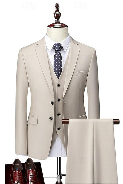 3 Piece Light Khaki Notched Lapel Single Breasted Men's Prom Suits