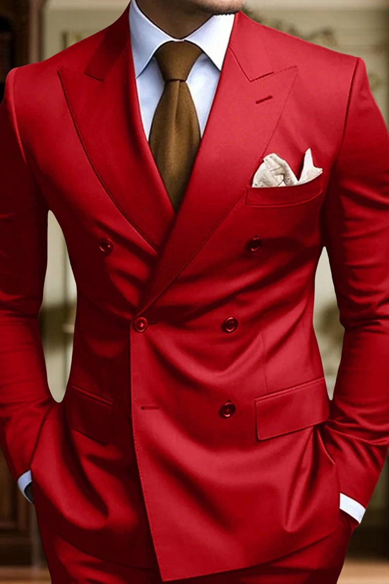 Load image into Gallery viewer, Black 2 Piece Peak Lapel Double Breasted Men&#39;s Prom Suits with Pockets