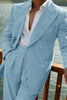 Load image into Gallery viewer, 2 Piece Green Stripe Peak Lapel Long Sleeves Men&#39;s Prom Suits with Pockets