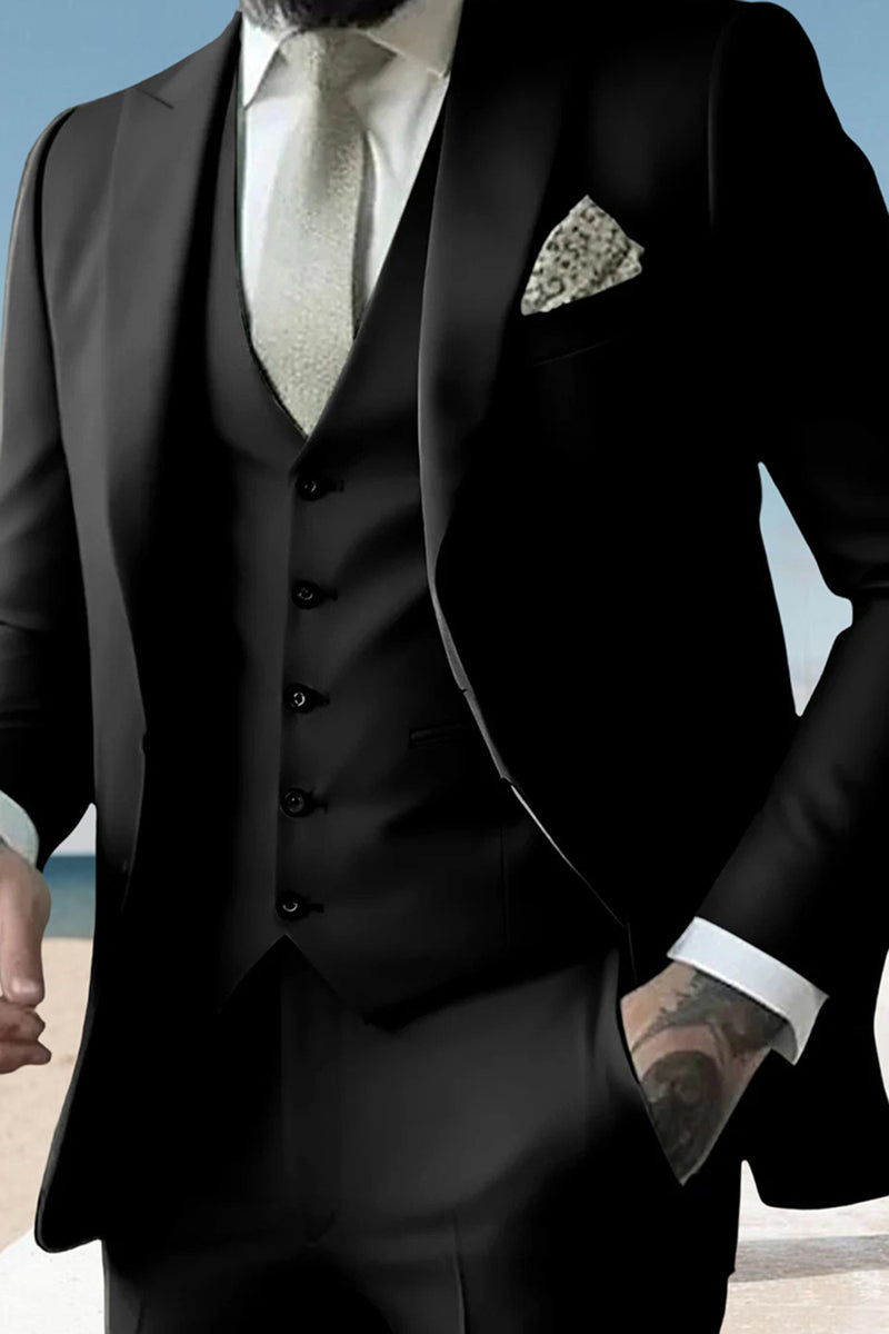 Load image into Gallery viewer, Sage 3 Piece Peak Lapel Single Breasted Men&#39;s Prom Suits with Pockets