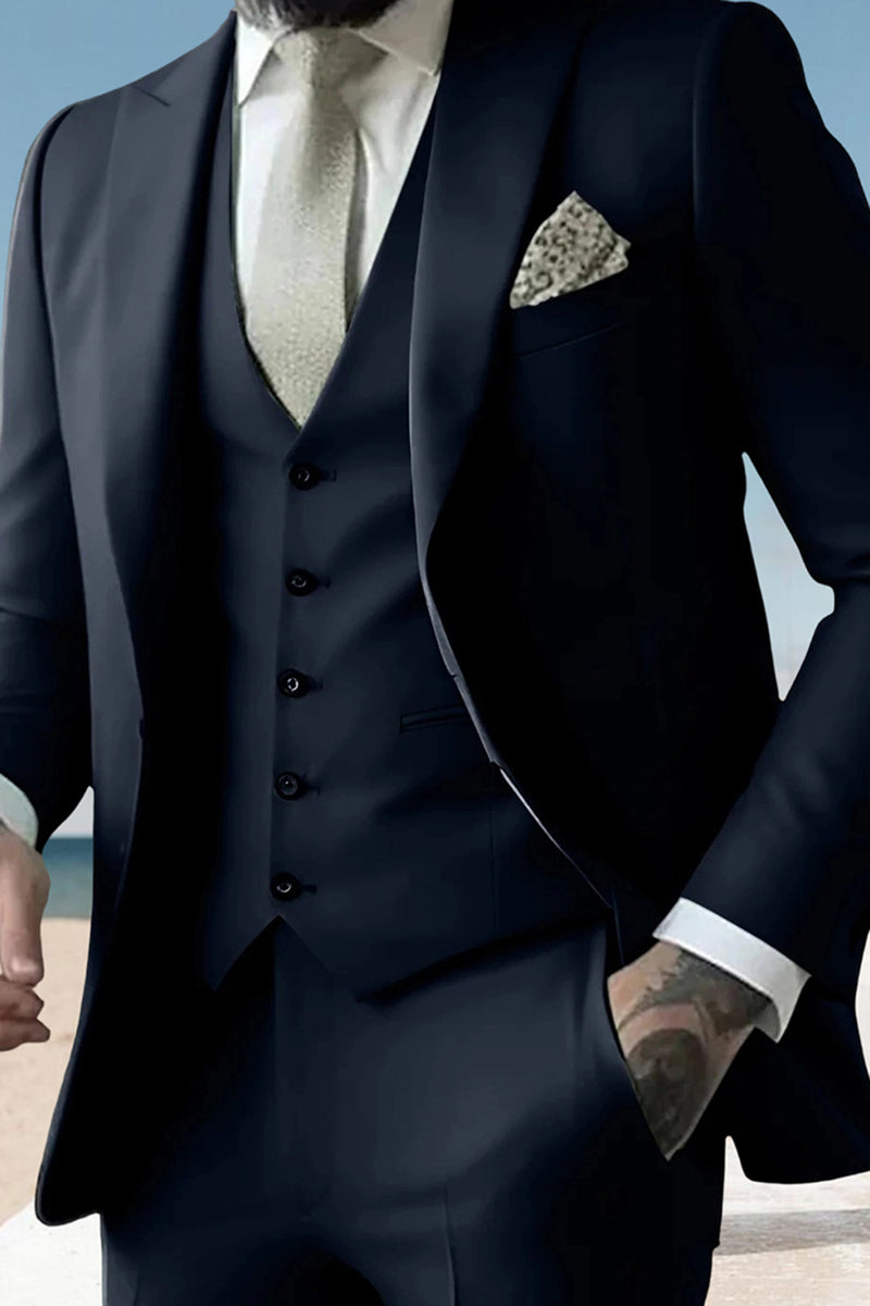 Load image into Gallery viewer, Sage 3 Piece Peak Lapel Single Breasted Men&#39;s Prom Suits with Pockets