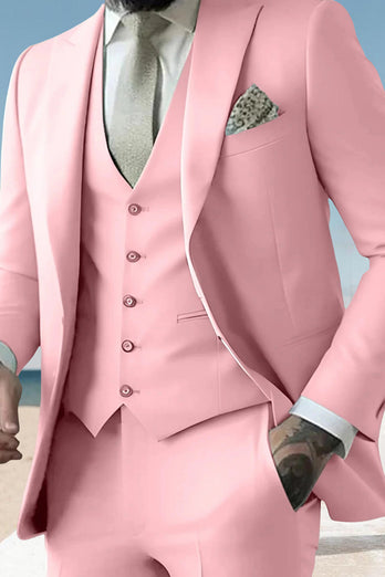 Sage 3 Piece Peak Lapel Single Breasted Men's Prom Suits with Pockets