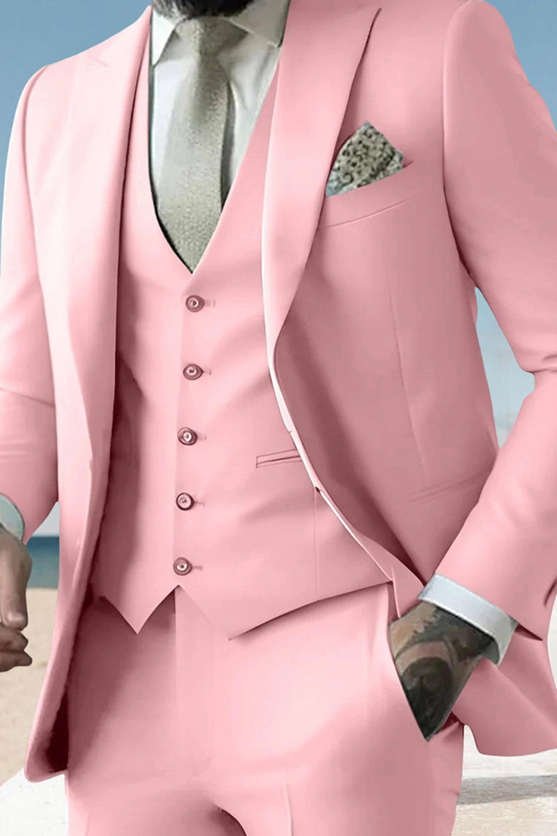 Load image into Gallery viewer, Sage 3 Piece Peak Lapel Single Breasted Men&#39;s Prom Suits with Pockets