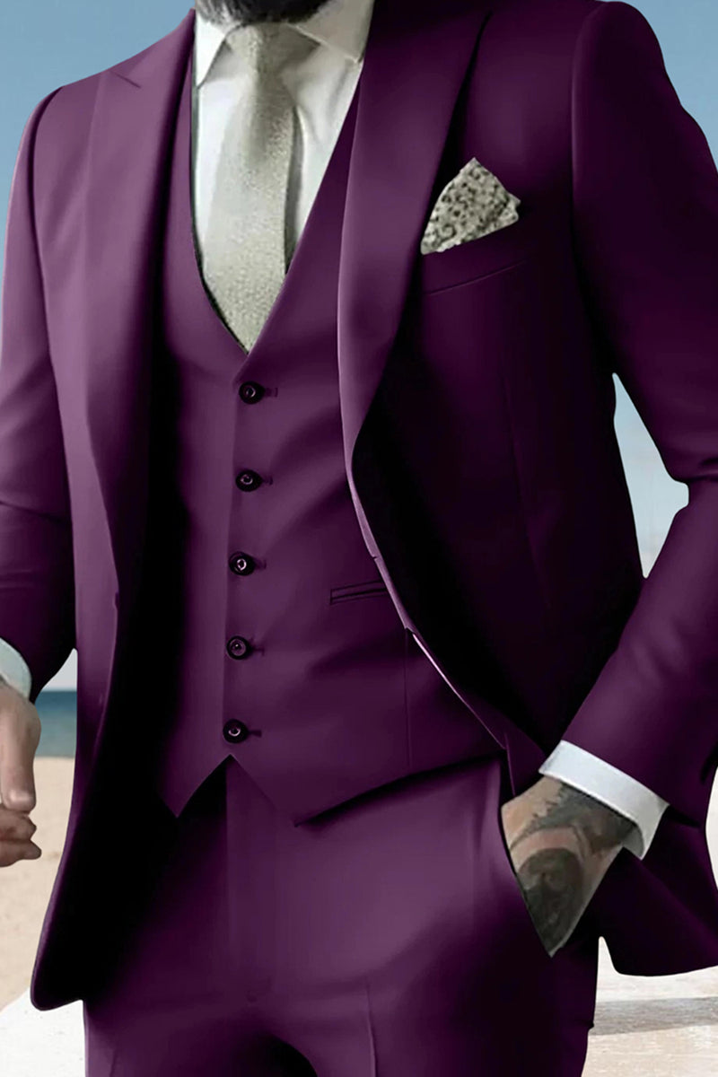 Load image into Gallery viewer, Sage 3 Piece Peak Lapel Single Breasted Men&#39;s Prom Suits with Pockets