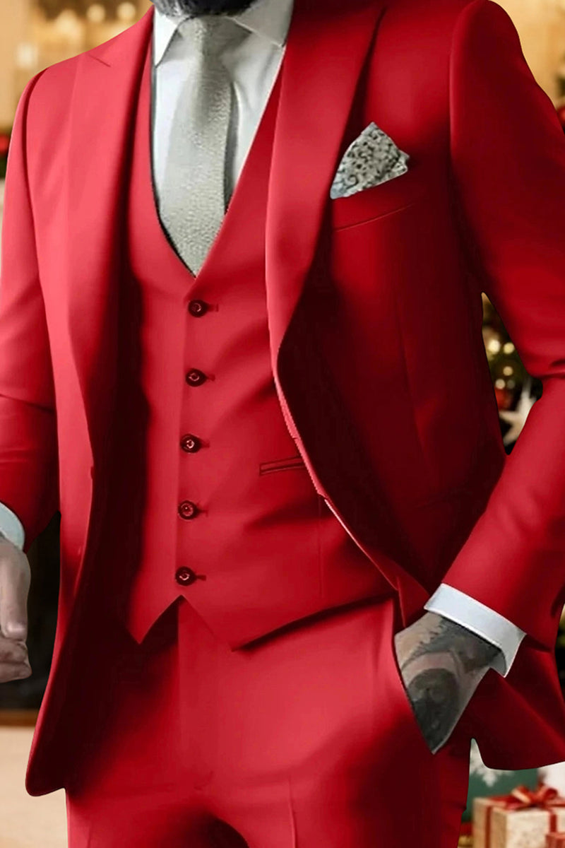 Load image into Gallery viewer, Sage 3 Piece Peak Lapel Single Breasted Men&#39;s Prom Suits with Pockets